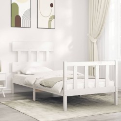 Cadre de lit sans matelas blanc 100x200 cm bois de pin massif 