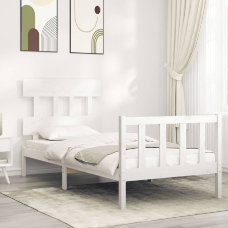 Cadre de lit sans matelas blanc 100x200 cm bois de pin massif 