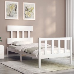 Cadre de lit sans matelas blanc 100x200 cm bois de pin massif 