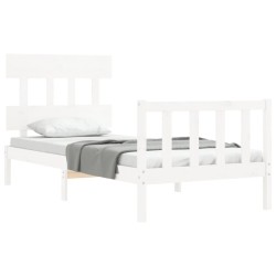 Cadre de lit sans matelas blanc 100x200 cm bois de pin massif 