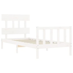 Cadre de lit sans matelas blanc 100x200 cm bois de pin massif 