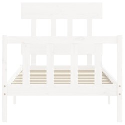 Cadre de lit sans matelas blanc 100x200 cm bois de pin massif 