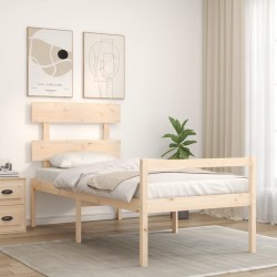 Lit pour personne âgée sans matelas bois massif 