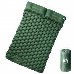 Matelas de camping autogonflant avec oreillers 2 personnes vert 