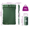 Matelas de camping autogonflant avec oreillers 2 personnes vert 