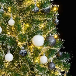 Sapin de Noël artificiel 300 LED&boules&neige floquée 240 cm 