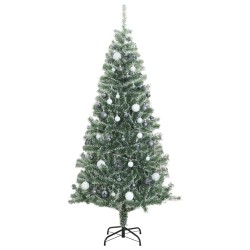 Sapin de Noël artificiel 300 LED&boules&neige floquée 240 cm 