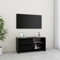Meuble TV Noir 80x31x39 cm Bois de pin massif 