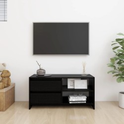 Meuble TV Noir 80x31x39 cm Bois de pin massif 