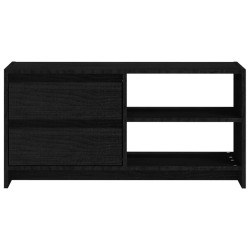 Meuble TV Noir 80x31x39 cm Bois de pin massif 