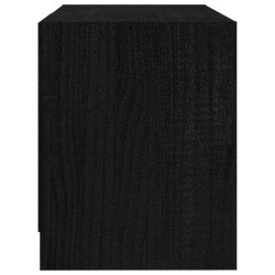 Meuble TV Noir 80x31x39 cm Bois de pin massif 