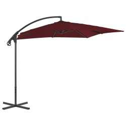 Parasol de jardin en porte-à-faux mât en acier rouge bordeaux 