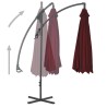 Parasol de jardin en porte-à-faux mât en acier rouge bordeaux 