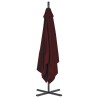 Parasol de jardin en porte-à-faux mât en acier rouge bordeaux 