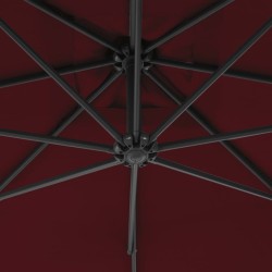 Parasol de jardin en porte-à-faux mât en acier rouge bordeaux 