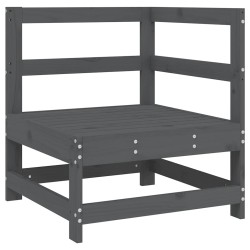 Canapé d'angle avec coussins gris bois de pin solide 