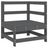 Canapé d'angle avec coussins gris bois de pin solide 