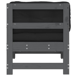Canapé d'angle avec coussins gris bois de pin solide 