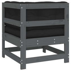 Canapé d'angle avec coussins gris bois de pin solide 