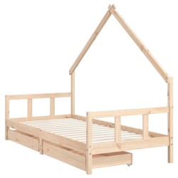 Cadre de lit d'enfants et tiroirs 90x190 cm bois de pin massif 