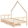 Cadre de lit d'enfants et tiroirs 90x190 cm bois de pin massif 