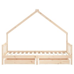 Cadre de lit d'enfants et tiroirs 90x190 cm bois de pin massif 