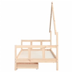 Cadre de lit d'enfants et tiroirs 90x190 cm bois de pin massif 