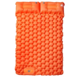 Matelas de camping autogonflant et oreillers 2 personnes orange 