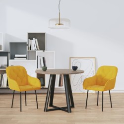 Chaises à manger lot de 2 Jaune Velours 
