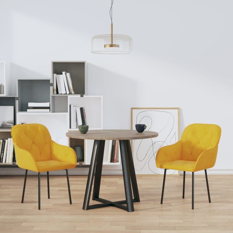 Chaises à manger lot de 2 Jaune Velours 