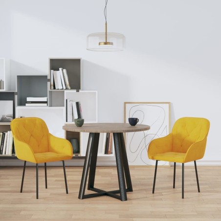 Chaises à manger lot de 2 Jaune Velours 