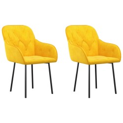Chaises à manger lot de 2 Jaune Velours 