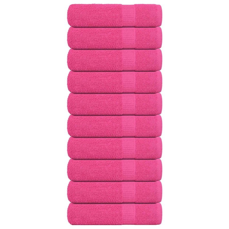 Serviettes de douche 10 pcs rose 70x140 cm 360 g/m² 100% coton 