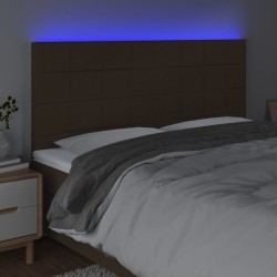 Tête de lit à LED Marron foncé 160x5x118/128 cm Tissu 
