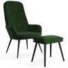 Chaise de relaxation avec repose-pied Vert foncé Velours 