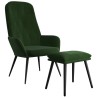 Chaise de relaxation avec repose-pied Vert foncé Velours 