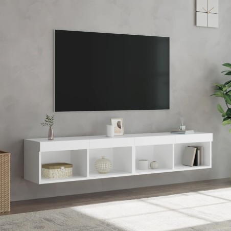 Meubles TV avec lumières LED 2 pcs blanc 80x30x30 cm 