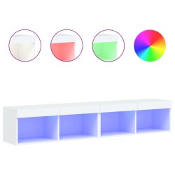Meubles TV avec lumières LED 2 pcs blanc 80x30x30 cm 