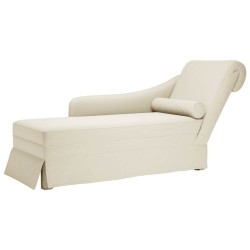 Fauteuil long avec traversin et accoudoir droit crème velours 