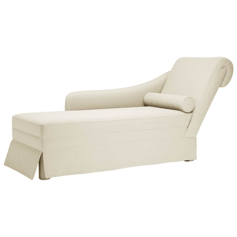 Fauteuil long avec traversin et accoudoir droit crème velours 