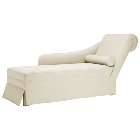 Fauteuil long avec traversin et accoudoir droit crème velours 