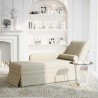 Fauteuil long avec traversin et accoudoir droit crème velours 