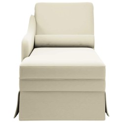 Fauteuil long avec traversin et accoudoir droit crème velours 