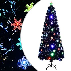 Sapin de Noël et flocons de neige LED Noir 240 cm Fibre optique 