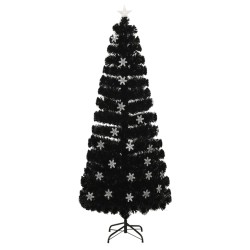 Sapin de Noël et flocons de neige LED Noir 240 cm Fibre optique 