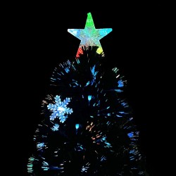 Sapin de Noël et flocons de neige LED Noir 240 cm Fibre optique 