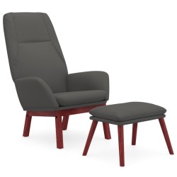 Chaise de relaxation avec repose-pied Gris foncé Tissu 