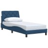 Cadre de lit sans matelas bleu 90x190 cm tissu 