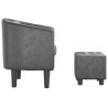 Fauteuil avec repose-pied gris similicuir 
