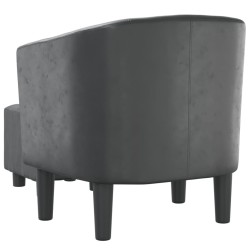 Fauteuil avec repose-pied gris similicuir 